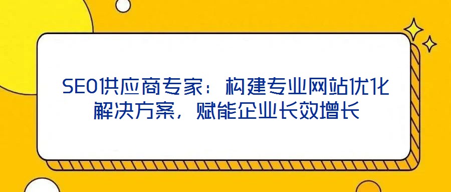 SEO供應商專家：構建專業網站優化解決方案，賦能企業長效增長