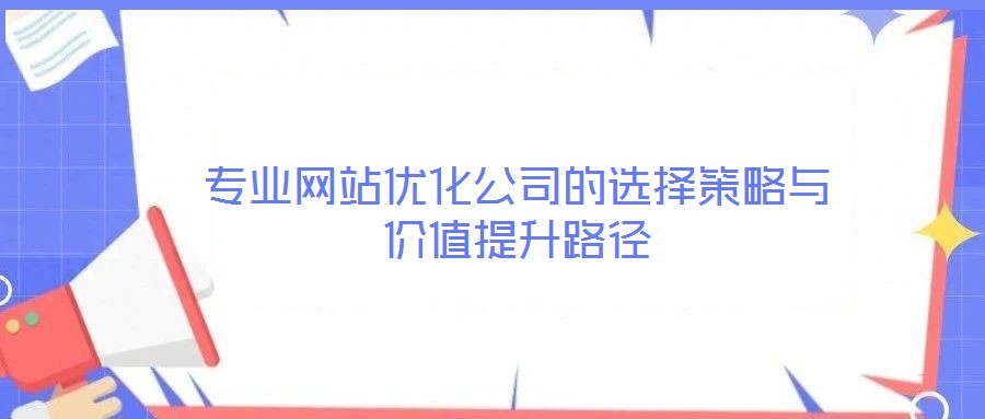 專業(yè)網(wǎng)站優(yōu)化公司的選擇策略與價(jià)值提升路徑